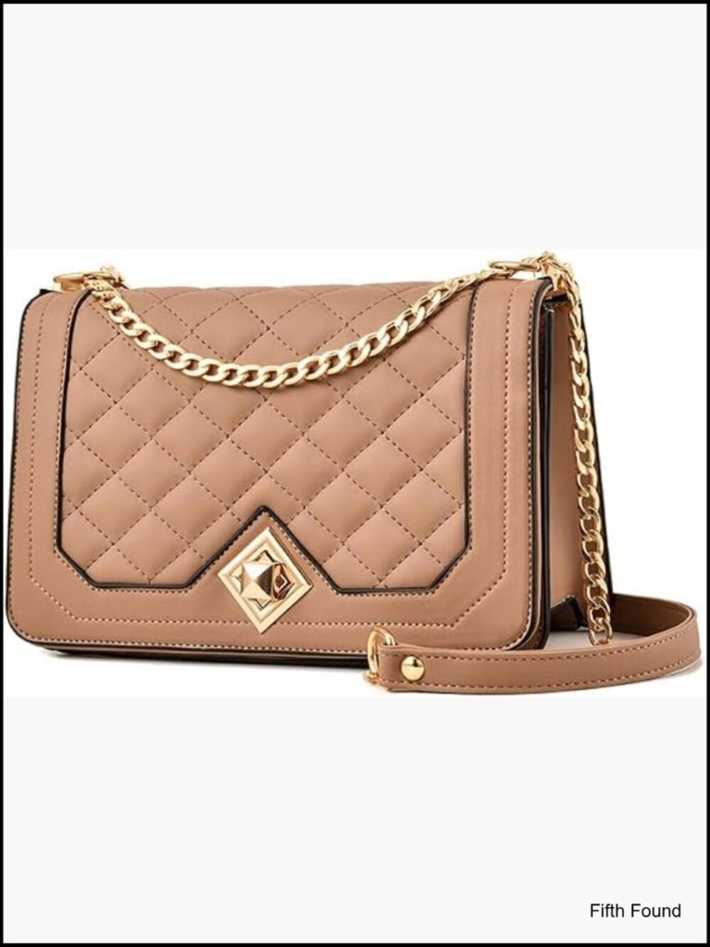 Quilted Crossbody Purse with Flap and Adjustable Chain Strap